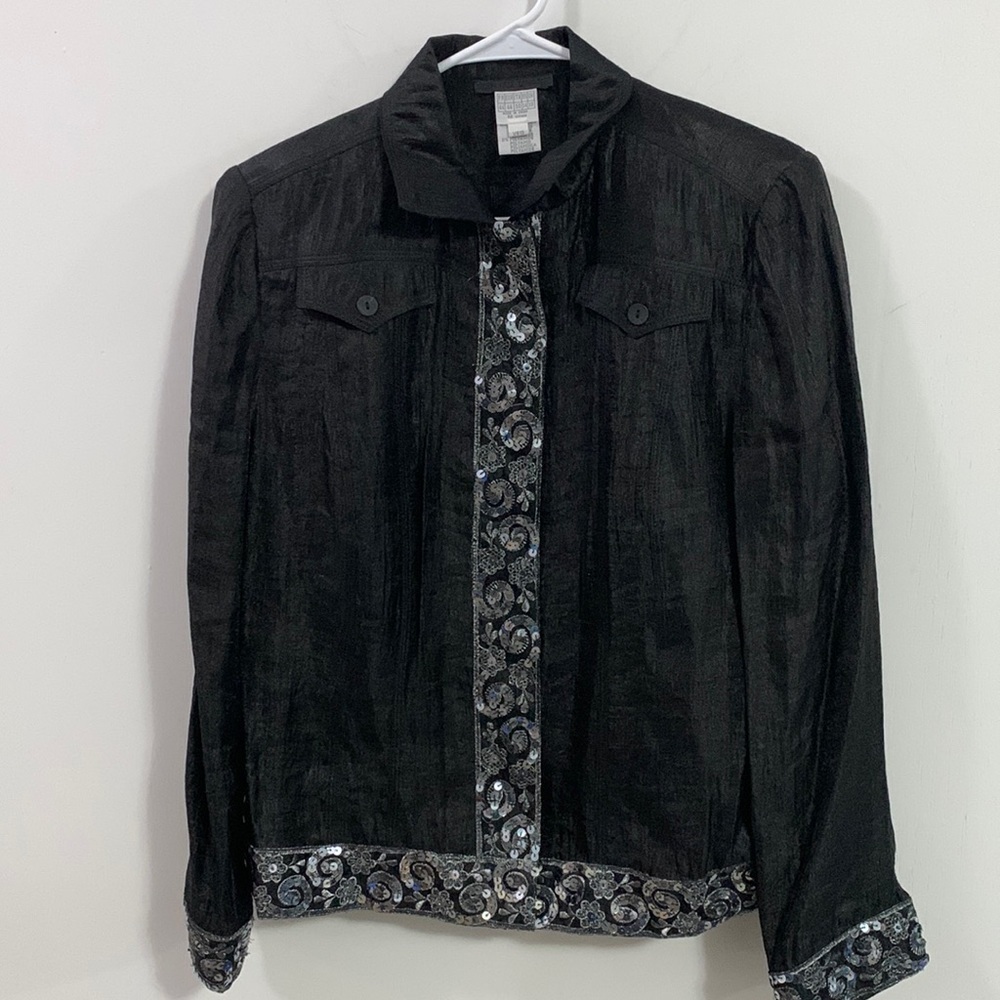 Alain Weiz Couture jacket with Sequin borders in good condition, Sz 14**